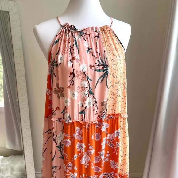 GiGiO Patchwork Floral Boho Flowy Midi Sun Dress - Picture 13 of 13